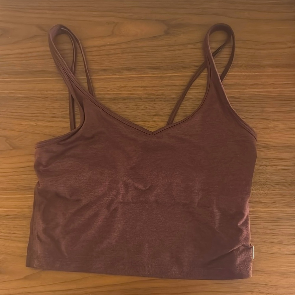 Vuori Halo Performance Crop Top in Cedar Heather size S
